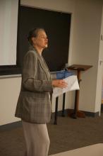 Dr. Lala Zuo is introduced to the students and faculty attending her lecture at Lehigh University