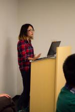 Student presents at the Lehigh University Asian Studies Spring Social.
